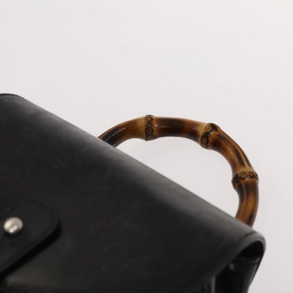 GUCCI Bamboo Backpack Enamel Black Silver 003 2034 0030 Auth 135553 - Picture 9 of 16